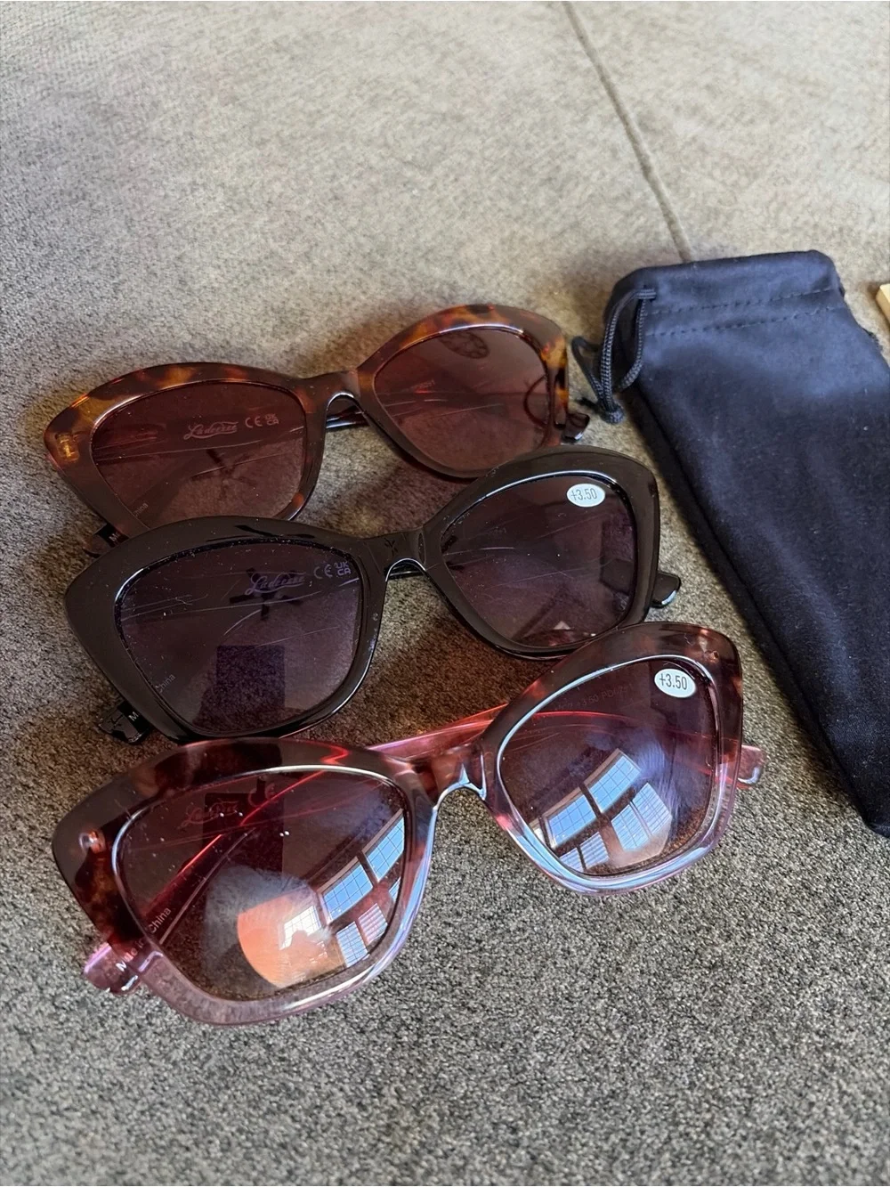 Ladeesee Cat Eye Prescription Bifocal +3.50 Sunglasses Lot of 3